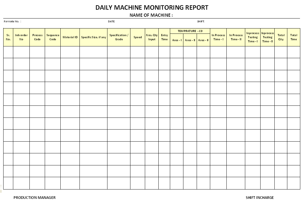 machine downtime report template